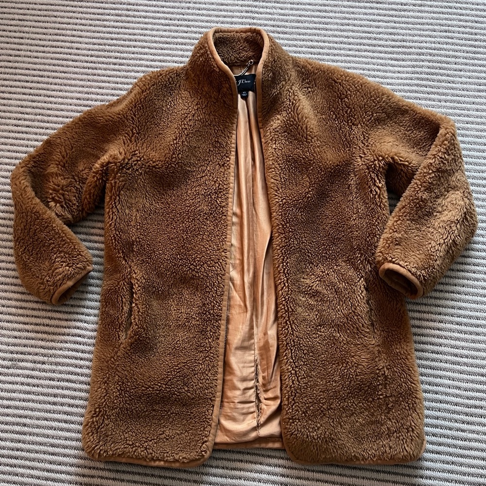 J. Crew Camel Teddy Furry Coat